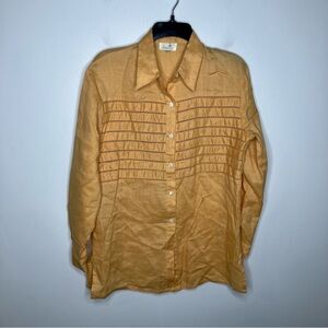 Chanon yellow‎ linen button down shirt size T1